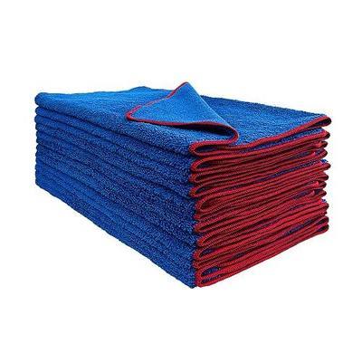 Detailer's Preference Dual Pile 400 GSM Microfiber Towels with Red Trim, All-Purpose Terry Weave Cleaning Cloths for Auto, Home, Boat, Scratch-Free & Reusable, 16x24 Inches, 12-Pack