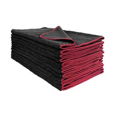 Detailer's Preference Dual Pile 400 GSM Microfiber Towels with Red Trim, All-Purpose Terry Weave Cleaning Cloths for Auto, Home, Boat, Scratch-Free & Reusable, 16x24 Inches, 12-Pack