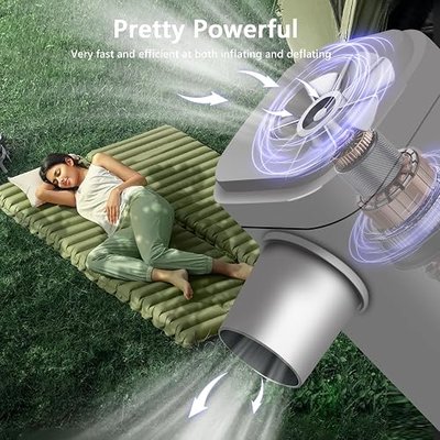 Portable Air Pump for Inflatables, ICEKATI Mini Electric Rechargeable Inflate Deflate Pump with Camping Light for Pool Floats, Swimming Rings, Air Mattress, Sleeping Pads, Vacuum Storage Bags