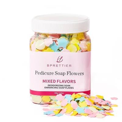 Pedicure Soap Flowers Foot Soak Petals, Rose Scented Bath Soap Sheets for Foot Spa and Pedicure Parties, 100g