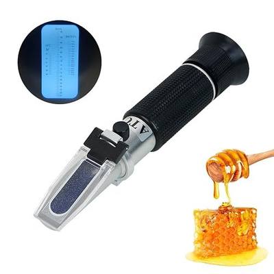 Honey Refractometer with ATC, Portable Refractometer for Honey Moisture,Triple Scale (Honey Moisture: 12-27%, Brix: 58-90%, Baume: 38-43°),Ideal for Honey, Molasses,Maple Syrup,Fruit jam