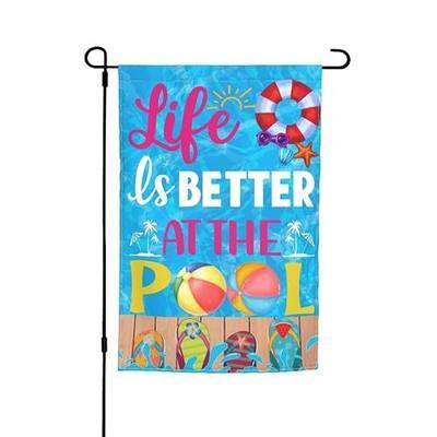 Life Better Pool Summer Flip Flop Garden Flag 12x18 Inch Double Sided Vertical Decoration Yard Small Flag For Outside Holiday Seasonal Outdoor