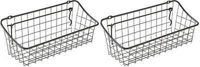 Spectrum Pegboard & Wall Mount Wire Basket Small (Industrial Gray) - Storage & Organizer for Garage, Tools, Shed, Home, Work Bench, Crafts, & More (Pack of 2)