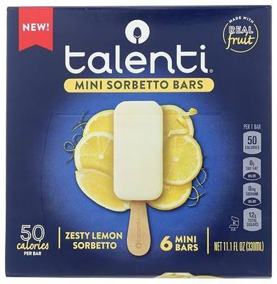 Talenti, Frozen, Bar Sorbetto Mini Zesty Lemon 6 Count 11.1 Fl Oz