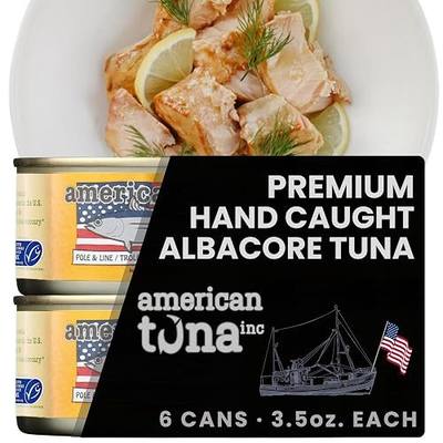 Genuine American Tuna - Premium Wild Pacific Albacore Tuna Fillets - with Sea Salt | (6) 3.5 oz Cans | Canned in the US, Supporting US fishermen | Gluten Free, High Protein, Omega-3s | Hand-Packed in the U.S.A.