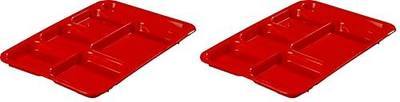 Carlisle FoodService Products P614R05 Right-Hand 6-Compartment Polypropylene Tray, 10" x 14", Red (Pack of 2)