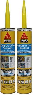 SIKA Sikaflex Construction Sealant - White, All-Purpose Polyurethane for Joints 1/2" or Smaller - 10.1 fl. oz - Weatherproof, High Elasticity, Paintable, Strong Adhesion, (Pack of 2)