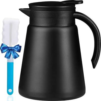 PARACITY Coffee Carafe Insulated, Thermal Coffee Carafe, 27 oz/800ml, Black | Double-wall vacuum stainless steel body serves coffee, tea and hot drinks one-handed, plus a cleaner brush for simple care.