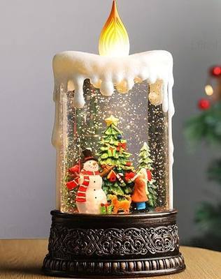 Snowman Christmas Snow Globe Lantern, Lighted Christmas Decorations for Home Candle Shaped Snow Lantern with Music Timer Glittering, Home Decor Festival Gife, USB & Battery Operated