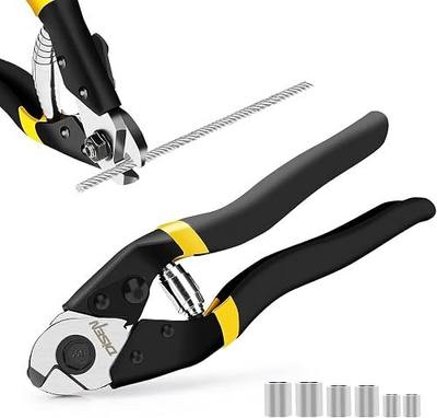 DISEN Wire Cutters Heavy Duty Cutting Up to 3/16", Cable Cutters for Fence | Metal Cutters for Thick Wire, Safety Lock, Spring Loaded, Non-slip Matte Handle, Chrome Vanadium Steel Jaw