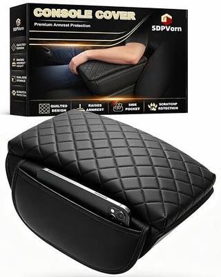 Center Console Cover for Jeep Wrangler JL & Gladiator JT 2018-2026 | Armrest Pad with Organizer Storage Pockets, Black Faux Leather Arm Rest Lid Cushion Accessories, Precise Full Coverage