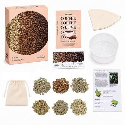 Coffee Roasting Kit by OurHands - Learn to Roast Green Coffee at Home with Your Oven - Includes 6 Varieties of Unroasted Coffee, Detailed Instructions and Coffee Roasting Tools