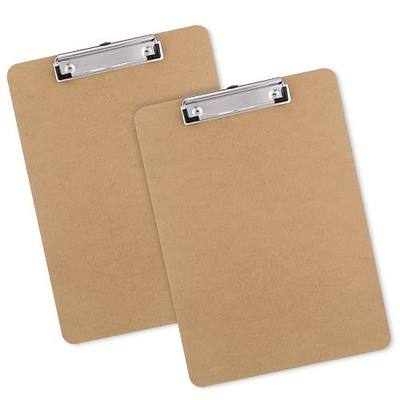 Wood Clipboards Set of 2, Letter Size Hardboard Clip Board 8.5x11 | A4 Standard Size 9" x 12.5" for Classroom, Students, Office & School Supply