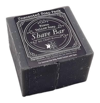 Big Crazy Buffalo Bison Tallow Buff Shave Bar, Unscented, (2 pack) - Razor Friendly, Moisturizing, Glides, Soothes, and Naturally Derived - No Dyes, Chemicals, Fragrances, Preservatives