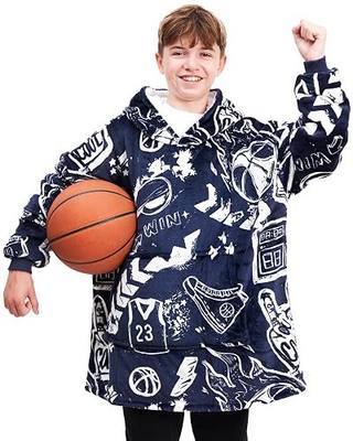 The Big Softy Sports Blanket Hoodie Kids & Men — Oversized Wearable Blanket Kids, Teens, Soccer & Basketball Hoodie for Boys