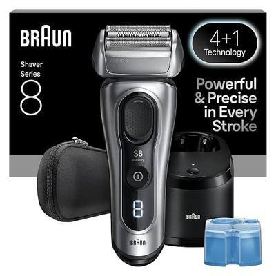Braun Series 8 8567cc Electric Razor for Men, 4+1 Shaving Elements & Precision Long Hair Trimmer, 5in1 SmartCare Center, Close & Gentle Even on Dense Beards, Wet & Dry Electric Razor, 60min Runtime