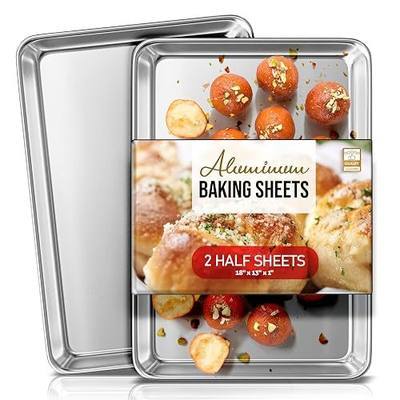 Eatex Aluminum Baking Sheet Set, 2 Pack Cookie Sheet Set, 18” x 13” Steel Baking Pan Set, Quality Cookie Sheets for Baking Nonstick, Half Sheet Baking Pans Set, Baking Sheets for Oven, Half Sheet Pan