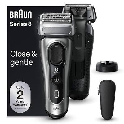 Braun Series 8 Electric Razor for Men, with 4+1 Shaving Elements & Precision Long Hair Trimmer, Close & Gentle Even on Dense Beards, Wet & Dry Electric Razor with 60min Runtime, 8517s Galvano Silver