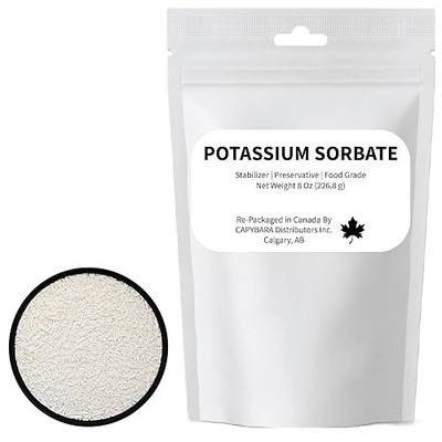 Potassium Sorbate 8 Oz (226.8 g) - Sold by CAPYBARA Distributors Inc. | Food Grade, Preservative Stabilizer for Winemaking Brewing Cider Mead Kombucha Soft Drinks Baking Cooking