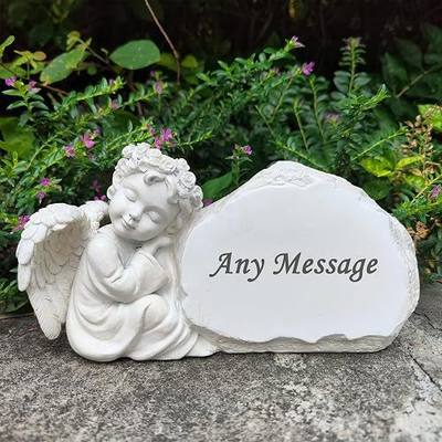 Personalized Memorial Garden Stones Engraved with Any Message, Custom Angel Gravestones Tombstones Memorial Gifts Symapthy Gifts for Loss of Loved Ones Mom Dad