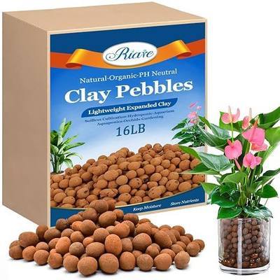 Riare 16LB Organic Leca Clay Pebbles for Plants, 4-16mm Drainage Leca Balls | Reusable, Aeration Lightweight Clay Balls, Moisture Retention for Hydroponics, Orchids, Succulents, Terrariums, Propagation