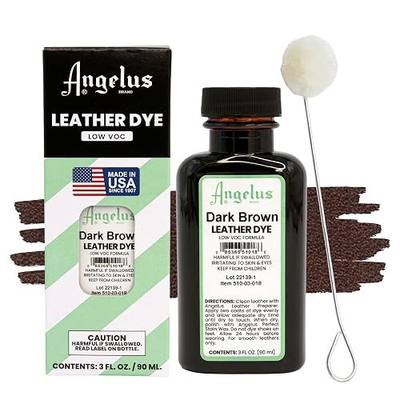 Angelus Leather Dye - Flexible Leather Dye for Shoes, Boots, Bags, Crafts, Furniture, & More 3oz, Dauber Included (Dark Brown)