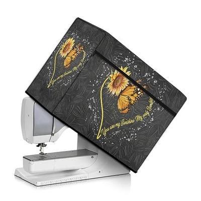 Sewing Machine Cover Dust Cover with Essentials Pockets Suitable for Most Standard Sewing Machine Sunflower Butterfly Machine Washable Fabric Portable
