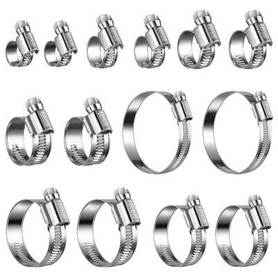 Non-Slip Hose Clamp Assortment Kit 5/16-2 3/4" (8-70mm) | SAE Standard, Protect Your Hose, All 5/16"Screw HEX, 304 Stainless Steel, Fuel Line, Automotive, Garden, Heater, Radiator