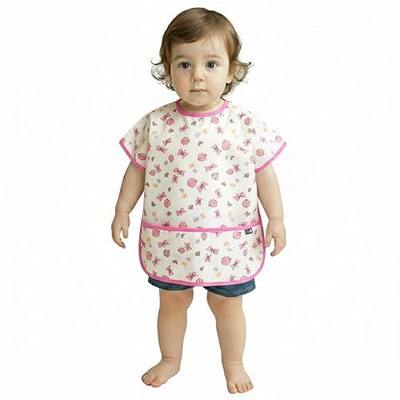 Plie Short Sleeve Waterproof Bib for Toddlers – Easy Clean Feeding Apron for Mealtime, Daycare, Self-Feeding, Lightweight