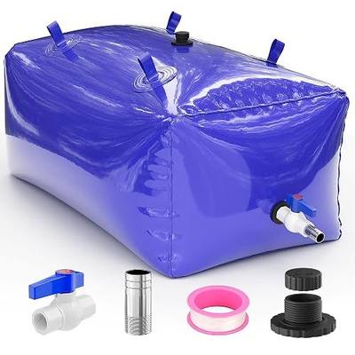 240L/63Gal Water Bladder Tank, Foldable Portable Water Storage Bladder Container, 65 Gallon Water Tank Alternative for Camping RV Truck Bed Emergency Irrigation, Blue