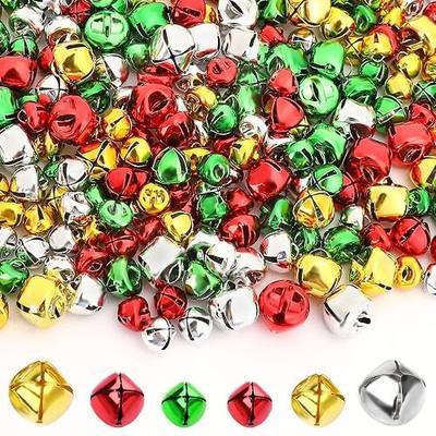 Augshy 240 Pieces Jingle Bells 4 Colors Mixed Craft Bell Bulk for Christmas Home and Pet Decorations Xmas Decor Party Favors Supplies (0.3/0.4/0.47 inch)