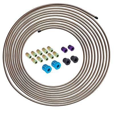 25ft 1/4 Copper-Nickel Brake Line Kit, .028 Wall, 16 Fittings | Corrosion-resistant copper-nickel line, bendable, SAE inverted flare, direct fit for brake and fuel applications