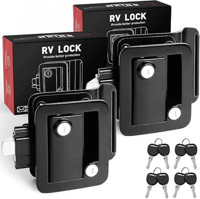 MKING RV Door Lock, Camper Entry Latch, Zinc Alloy Travel Trailer Latch for Horse Trailer Cargo Hauler, 2 Locks Black
