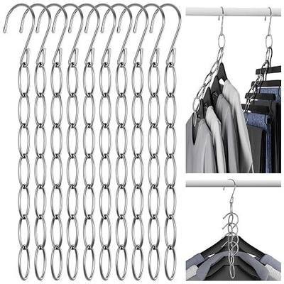 NiHome Clothing Chain Hanger 10-Pack, Metal Closet Organizer Space Saving Hangers with 7 Holes, College Dorm Room Essentials, Closet Organizers & Storage for Home, Office, Cruise & Travel