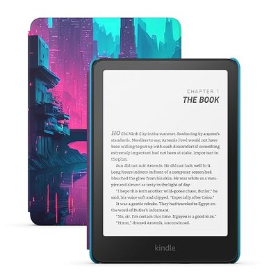 Amazon Kindle Paperwhite Kids 16GB (newest model) – larger 7" glare-free display – Kids read an average of 1+ hour per day with Kindle – Cyber City
