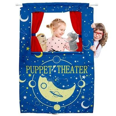 Newwiee Puppet Show Theater for Kids Doorway Foldable Puppet Theater with Adjustable Rod Fits in Most Doorways