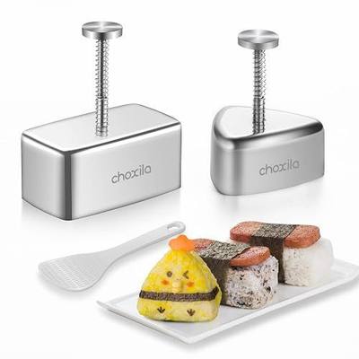 Choxila 3 Pack Onigiri Mold Stainless Steel, Musubi Mold Rice Kit, Maker Press, Classic Triangle Rice Ball Maker Sushi Set for Kid Lunch Bento and Home DIY