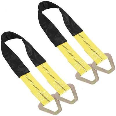 2 Pack 36" x 2" Axle Tie Down Straps with Protective Sleeves and D Rings, Heavy Duty Car Axle Straps 6000 Lb. Capacity 9000 Breaking Strength for Securing Car Transport Hauler Tow Truck