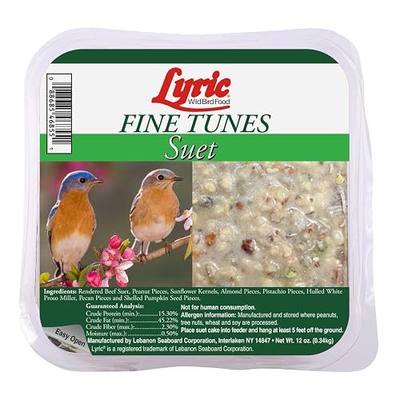 Lyric Fine Tunes No Waste Wild Bird Seed Suet Cakes, 12 oz. (12 Pack) | All natural suet containing Lyric Fine Tunes No Waste Wild Bird Food - High energy food source for wild birds