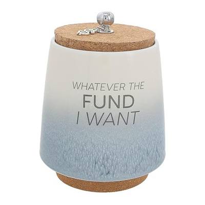 Pavilion - Whatever I Want Fund 6.5-inch Unique Ceramic Piggy Bank Savings Bank Money Jar with Cork Base and Cork Lid, Ombre Blue