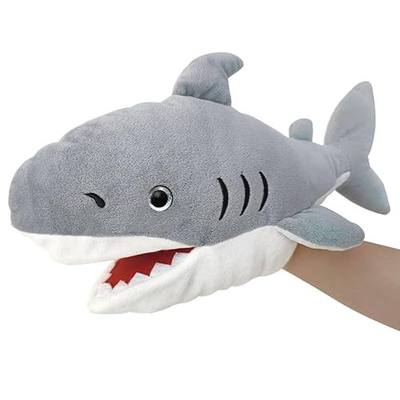 Shark Hand Puppet Realistic Plush Puppet 13", Puppets for Kids Ocean Animal Hand Puppet with Moveable Mouth,Soft Stuffed Shar k Puppet Story Toys Shark Puppets Role Play Teaching Gift
