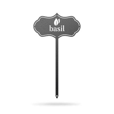 RealSteel Metal Seed & Plant Markers – Elegant Indoor & Outdoor Garden Stakes – Durable Herb, Vegetable & Fruit Plant Labels for Pots, Raised Beds & Greenhouse – Farmhouse Garden Gift - (Basil)