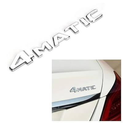 Car 3D 4MATIC ABS Letter Emblem Replacement Car Badge Decals Logo Trunk Decoration Emblem Modification Fit Mercedes Benz(Silver)