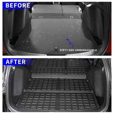 Rongtaod Cargo Mat Compatible with 2023 2024 2025 2026 Honda CRV (Include Hybrid) Cargo Liner Trunk Mat Back Seat Cover Protector Honda CR-V Accessories (Fit Upper Deck, Trunk Mat+Backrest Mats)