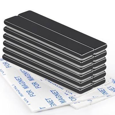 TRYMAG Strong Neodymium Magnets with Adhesive Backing, 12 Pack, 60x10x3 mm | Powerful Rare Earth Bar Magnets, Waterproof Black Magnetic Magnet Strips Heavy Duty for Craft, Kitchen, DIY, Office