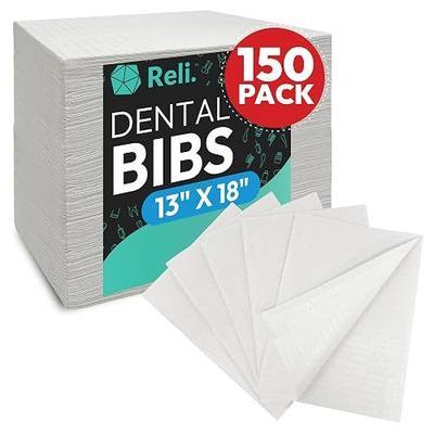 Reli. White Dental Bibs (150 Pack) | 13"x18" Dental Bibs Disposable for Patients, Dentists | 3-Ply Waterproof, Disposable Sheets for Medical Tray Cover, Nail Mat, Tattoo Shop