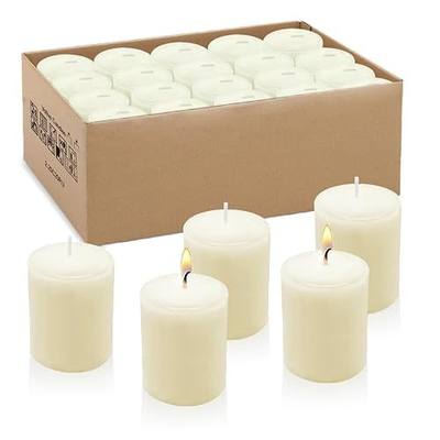 15 Hour Ivory Votive Candles, Bulk Unscented Small 1.5 Inch Diameter 2.25 Inch Tall Wax Candles for Wedding, Party & Home Dinner Table Decoration, 20 Packs