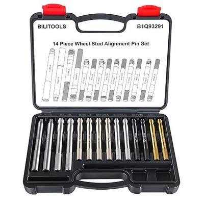 BILITOOLS 14pcs Wheel Hanger Alignment Pin Set, M12/M14/M16 for Lug Bolts | Carbon Steel, M12x1.25/1.5/1.75 & M14x1.25/1.5 & M16x1.5, Knurled Grip, Precision Threads, fits BMW/VW/Ford/Mercedes
