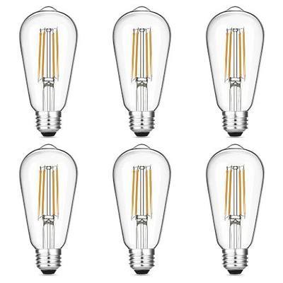 Gozelux Vintage LED Edison Bulbs 6W, Equivalent 60W Incandescent, Warm White 2700K, ST58 Antique LED Filament Bulbs with 90+ CRI, E26 Medium Base,Dimmable, Clear Glass, Pack of 6