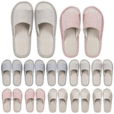 Suhine 12 Pairs Washable House Slippers for Guests, Disposable Open Toe Indoor Slipper Non-slip Spa Slippers Bulk with Thick Sole